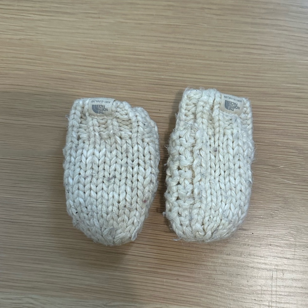 The North Face Cream Knit Mittens